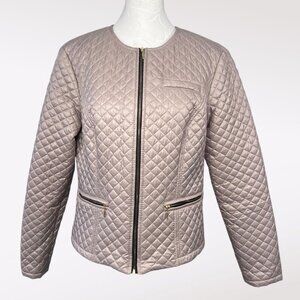 Jolmar Metallic Quilted Zip Jacket Blush Lightweight Bomber Style Small